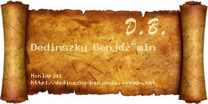 Dedinszky Benjámin névjegykártya